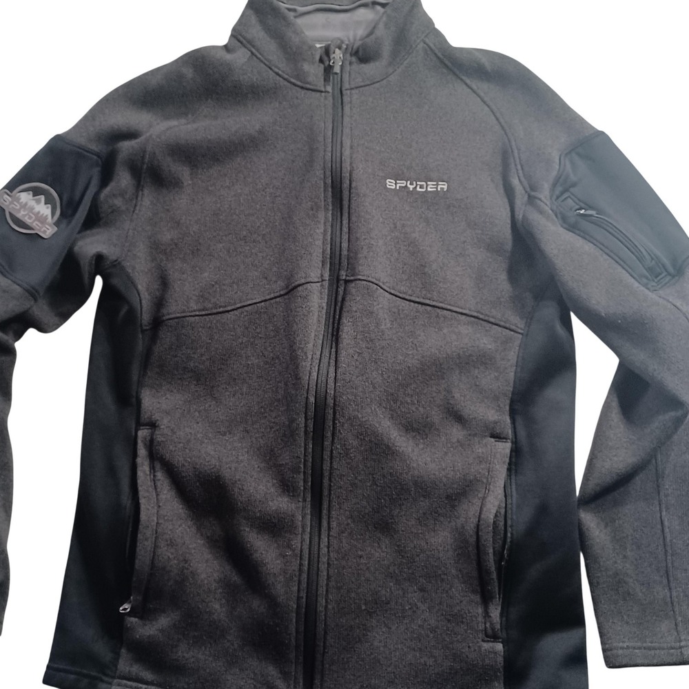 Spyder Full Zip Sweatshirt Mens Large Gray Fleece Athletic Ski Jacket Pockets